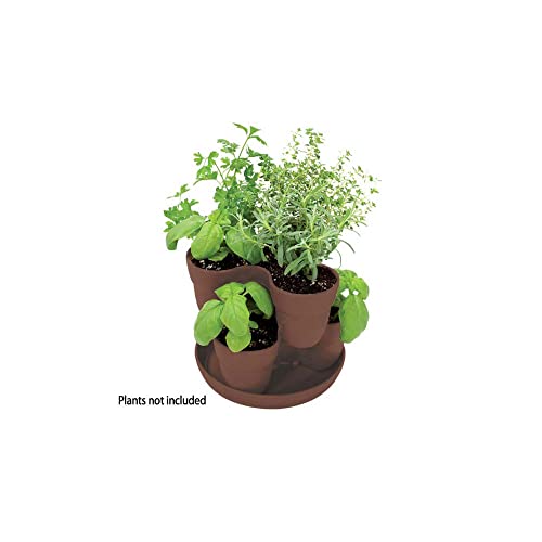 EMSCO Bloomers Stackable Flower Tower Planter – Holds up to 9 Plants – Great Both Indoors and Outdoors – Earth Brown