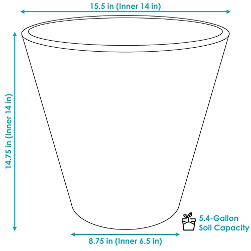 Sunnydaze 15.5-Inch Walter Large Plant Pot - Polyresin Round Outdoor Planter with Drillable Drainage Hole - 2 Pack - Antique White