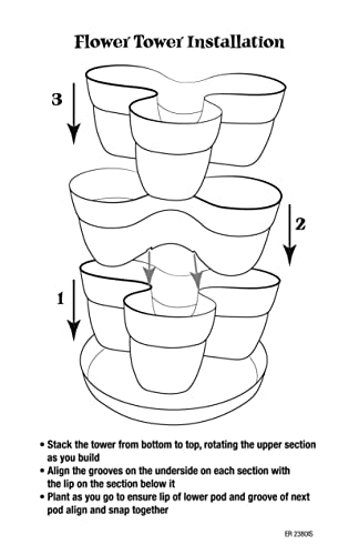EMSCO Bloomers Stackable Flower Tower Planter – Holds up to 9 Plants – Great Both Indoors and Outdoors – White