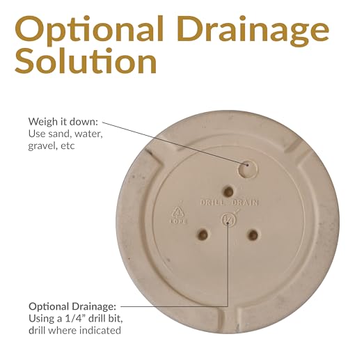 Sunnydaze 20-Inch Franklin Large Plant Pot - Polyresin Round Outdoor Planter with Drillable Drainage Hole - Beige