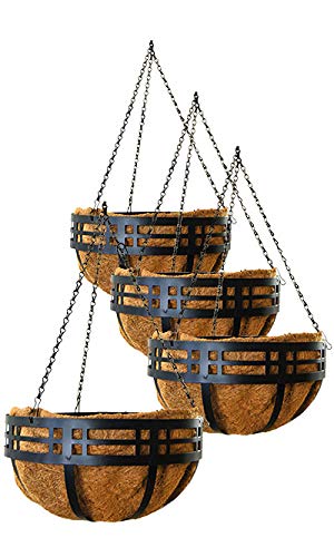4 Pack of Panacea 82176 Mission Hanging Baskets, Black, 14