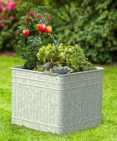 Panacea 2 83476 Vintage Raised Square Planters, Aged Galvanized, 21