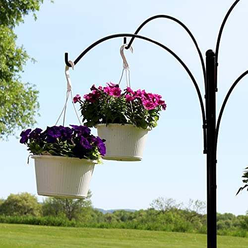 Sunnydaze 4-Arm Hanging Basket Plant Stand with Adjustable Arms - Black - 84
