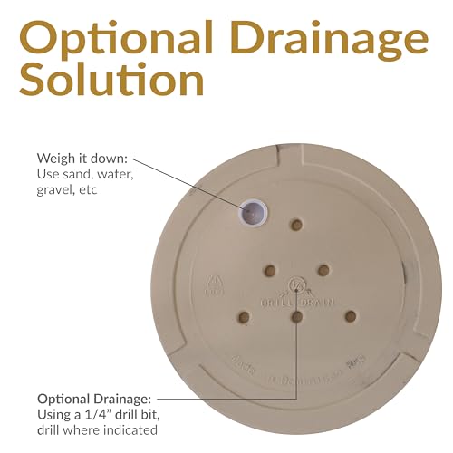 Sunnydaze 19.5-Inch Arabella Large Plant Pot - Polyresin Round Outdoor Planter with Drillable Drainage Holes - 2 Pack - Beige