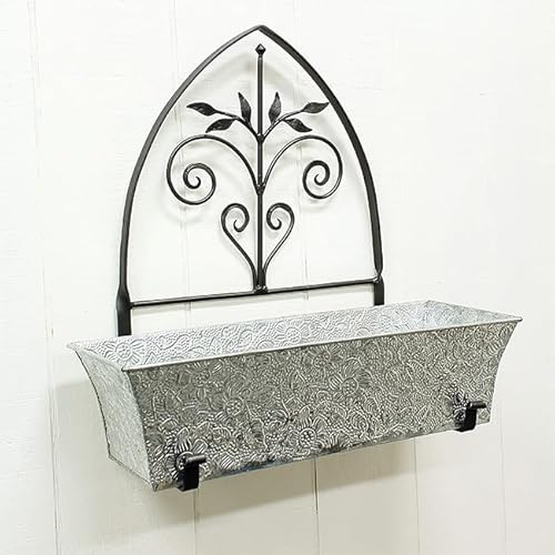 Achla Embossed Galvanized Planter Boxes, Gray, 24