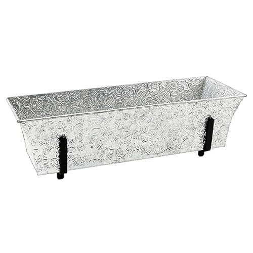 Achla Embossed Galvanized Planter Boxes, Gray, 24