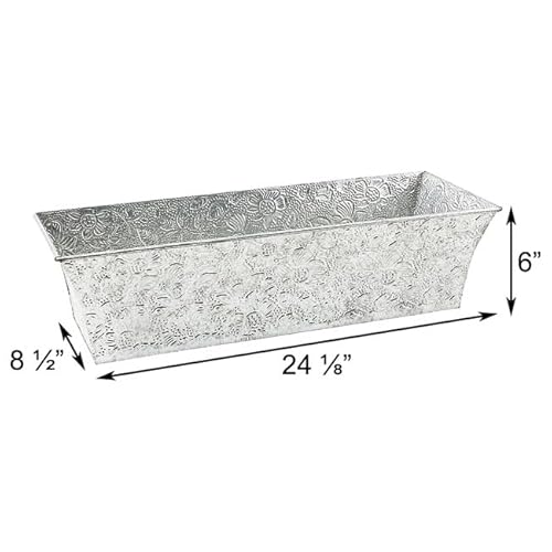 Achla Embossed Galvanized Planter Boxes, Gray, 24