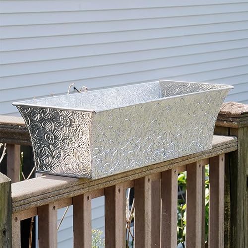 Achla Embossed Galvanized Planter Boxes, Gray, 24